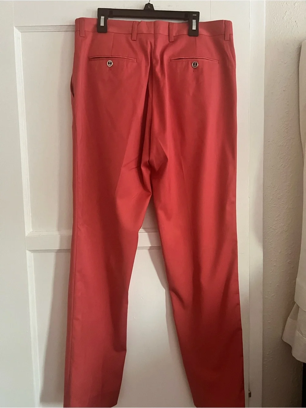 Men's Slim Straight Chinos in Coral